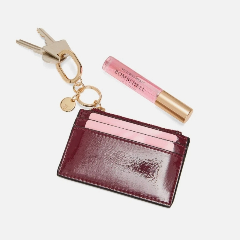 Victoria's Secret Card Holder Keychain Sangria Red